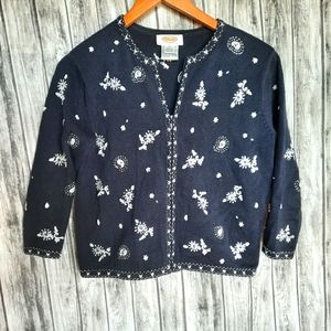 Vintage Talbots Knit Floral Cardigan